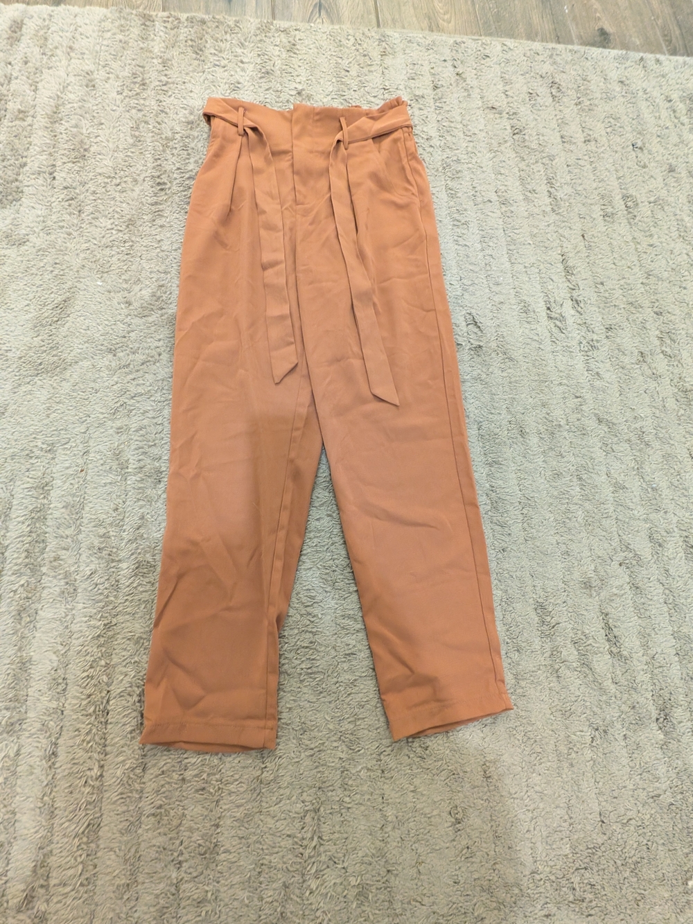 Windsor Paperbag Waist Cropped Trousers in Rust